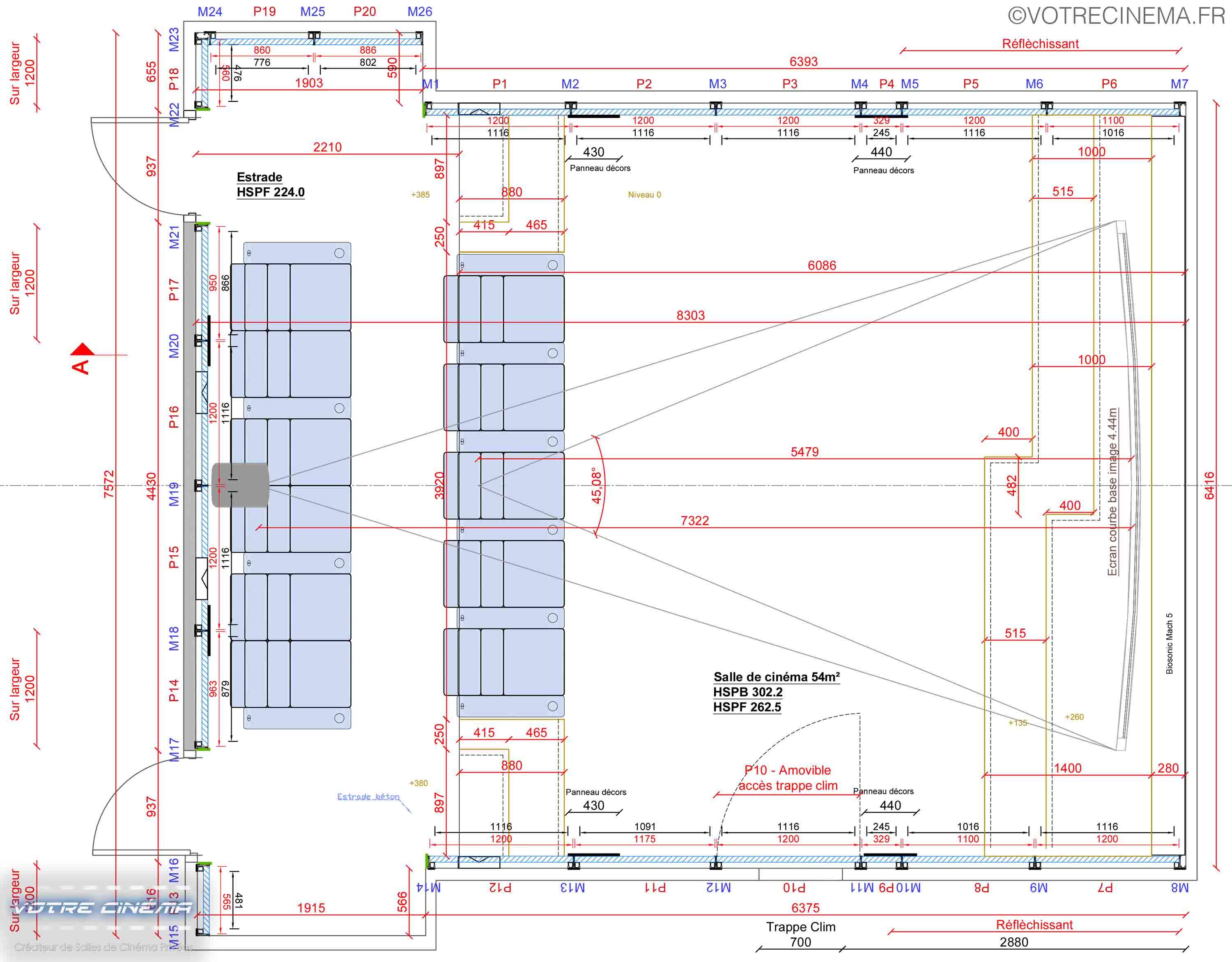 Plan de cinéma privé 50m²