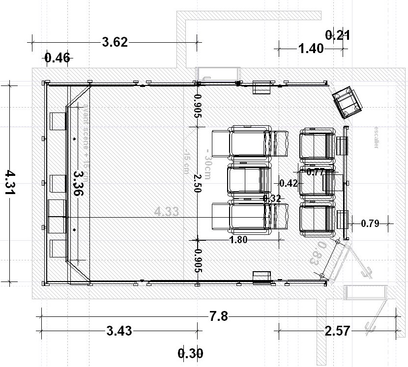 Plan salle de cinéma à domicile 30m²